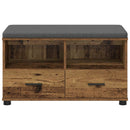 vidaXL Előtér pad fiókkal Öreg fa 80 x 38 x 46 cm Műanyag Fa és Szövet