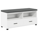 vidaXL Előtér pad párnával Fehér 100 x 38 x 46 cm Műanyag Fa és Szövet