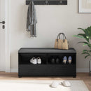 vidaXL Előtér pad Fekete Tölgy 100 x 38 x 46 cm Műanyag Fa és Szövet