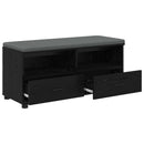 vidaXL Előtér pad Fekete Tölgy 100 x 38 x 46 cm Műanyag Fa és Szövet