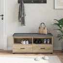 vidaXL Előtér pad Sonoma tölgy 100 x 38 x 46 cm Műanyag Fa és Szövet