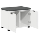 vidaXL Előtér pad párnával Fehér 60 x 38 x 46 cm Műanyag Fa és Szövet