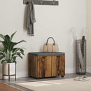 vidaXL Előtér pad ajtóval Öreg fa 60 x 38 x 46 cm Műanyag Fa és Szövet
