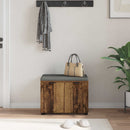 vidaXL Előtér pad ajtóval Öreg fa 60 x 38 x 46 cm Műanyag Fa és Szövet