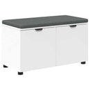 vidaXL Előtér pad párnával Fehér 80 x 38 x 46 cm Műanyag Fa és Szövet