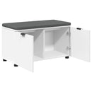 vidaXL Előtér pad párnával Fehér 80 x 38 x 46 cm Műanyag Fa és Szövet
