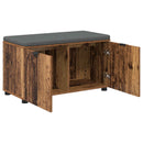 vidaXL Előtér pad ajtóval Öreg fa 80 x 38 x 46 cm Műanyag Fa és Szövet