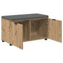 vidaXL Előtér pad Kézműves Tölgy 80 x 38 x 46 cm Műanyag Fa és Szövet