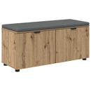 vidaXL Előtér pad Kézműves Tölgy 100 x 38 x 46 cm Műanyag Fa és Szövet