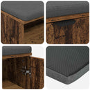 vidaXL Előtér pad ajtóval Öreg fa 60 x 38 x 46 cm Műanyag Fa és Szövet