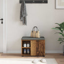 vidaXL Előtér pad ajtóval Öreg fa 60 x 38 x 46 cm Műanyag Fa és Szövet