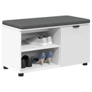 vidaXL Előtér pad párnával Fehér 80 x 38 x 46 cm Műanyag Fa és Szövet