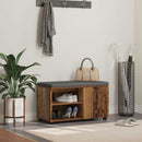 vidaXL Előtér pad ajtóval Öreg fa 80 x 38 x 46 cm Műanyag Fa és Szövet