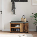 vidaXL Előtér pad ajtóval Öreg fa 80 x 38 x 46 cm Műanyag Fa és Szövet