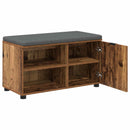 vidaXL Előtér pad ajtóval Öreg fa 80 x 38 x 46 cm Műanyag Fa és Szövet