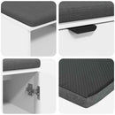 vidaXL Előtér pad párnával Fehér 100 x 38 x 46 cm Műanyag Fa és Szövet