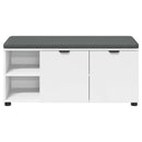 vidaXL Előtér pad párnával Fehér 100 x 38 x 46 cm Műanyag Fa és Szövet