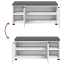 vidaXL Előtér pad párnával Fehér 100 x 38 x 46 cm Műanyag Fa és Szövet