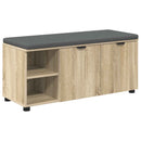 vidaXL Előtér pad Sonoma tölgy 100 x 38 x 46 cm Műanyag Fa és Szövet