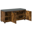 vidaXL Előtér pad Füstölt Tölgy 100 x 38 x 46 cm Műanyag Fa és Szövet