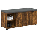 vidaXL Előtér pad Füstölt Tölgy 100 x 38 x 46 cm Műanyag Fa és Szövet