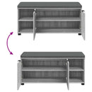 vidaXL Előtér pad Szürke Sonoma 100 x 38 x 46 cm Műanyag Fa és Szövet