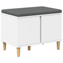 vidaXL Előtér pad párnával Fehér 60 x 38 x 46 cm Műanyag Fa és Szövet