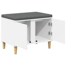 vidaXL Előtér pad párnával Fehér 60 x 38 x 46 cm Műanyag Fa és Szövet