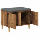 vidaXL Előtér pad ajtóval Öreg fa 60 x 38 x 46 cm Műanyag Fa és Szövet