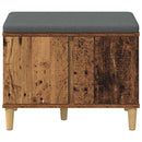 vidaXL Előtér pad ajtóval Öreg fa 60 x 38 x 46 cm Műanyag Fa és Szövet