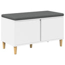 vidaXL Előtér pad párnával Fehér 80 x 38 x 46 cm Műanyag Fa és Szövet