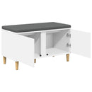 vidaXL Előtér pad párnával Fehér 80 x 38 x 46 cm Műanyag Fa és Szövet