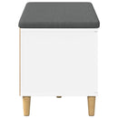 vidaXL Előtér pad párnával Fehér 80 x 38 x 46 cm Műanyag Fa és Szövet