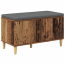 vidaXL Előtér pad ajtóval Öreg fa 80 x 38 x 46 cm Műanyag Fa és Szövet