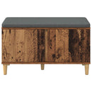vidaXL Előtér pad ajtóval Öreg fa 80 x 38 x 46 cm Műanyag Fa és Szövet