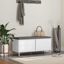 vidaXL Előtér pad párnával Fehér 100 x 38 x 46 cm Műanyag Fa és Szövet