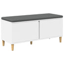 vidaXL Előtér pad párnával Fehér 100 x 38 x 46 cm Műanyag Fa és Szövet