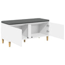 vidaXL Előtér pad párnával Fehér 100 x 38 x 46 cm Műanyag Fa és Szövet