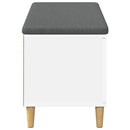 vidaXL Előtér pad párnával Fehér 100 x 38 x 46 cm Műanyag Fa és Szövet