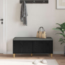 vidaXL Előtér pad Fekete Tölgy 100 x 38 x 46 cm Műanyag Fa és Szövet