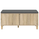 vidaXL Előtér pad Sonoma tölgy 100 x 38 x 46 cm Műanyag Fa és Szövet