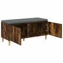 vidaXL Előtér pad Füstölt Tölgy 100 x 38 x 46 cm Műanyag Fa és Szövet