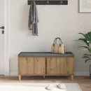 vidaXL Előtér pad Kézműves Tölgy 100 x 38 x 46 cm Műanyag Fa és Szövet