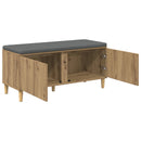 vidaXL Előtér pad Kézműves Tölgy 100 x 38 x 46 cm Műanyag Fa és Szövet