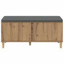 vidaXL Előtér pad Kézműves Tölgy 100 x 38 x 46 cm Műanyag Fa és Szövet