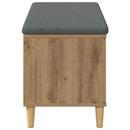 vidaXL Előtér pad Kézműves Tölgy 100 x 38 x 46 cm Műanyag Fa és Szövet