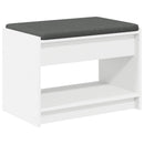 vidaXL Előtér pad párnával Fehér 63 x 38 x 45 cm Műanyag Fa és Szövet