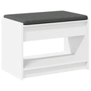 vidaXL Előtér pad párnával Fehér 63 x 38 x 45 cm Műanyag Fa és Szövet
