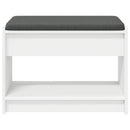 vidaXL Előtér pad párnával Fehér 63 x 38 x 45 cm Műanyag Fa és Szövet