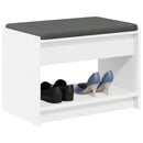 vidaXL Előtér pad párnával Fehér 63 x 38 x 45 cm Műanyag Fa és Szövet